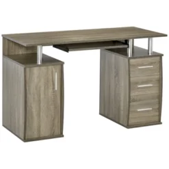 HOMCOM 47" Computer Desk With Keyboard Tray And Storage Drawers, Home Office Workstation Table With Storage Shelves -Homcom GUEST 4c6e989d 4475 4c04 8ae4 c9aea510f0ea