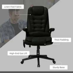 HOMCOM 6 Point Vibrating Massage Office Chair With Heat, Linen High Back Executive Office Chair With Reclining Backrest, Armrests 15 HOMCOM 6 Point Vibrating Massage Office Chair With Heat, Linen High Back Executive Office Chair With Reclining Backrest, Armrests -Homcom GUEST 4c8bb64d be30 4d11 9b9f 204f28563ca5