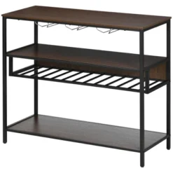 HOMCOM Industrial Wine Rack With 11-Bottles Holder, Free Standing Wine Shelf With Glass Holders For Home Bar, Kitchen, Dark Brown -Homcom GUEST 4d06f758 471f 4e22 bbc8 63eb692d5b68