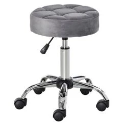 HOMCOM Round Vanity Stool With Height Adjustable Lift, Luxury Style Upholstery And Swivel Seat And Wheels -Homcom GUEST 4dec3dbb 77e8 478b a7ab fa7cf92285f4