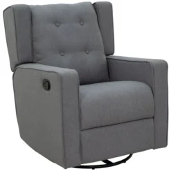 HOMCOM Wingback Recliner Chair Manual Rocking Sofa 360° Swivel Glider With Button Tufted, Padded Seat, Single Home Theater Seating For Living Room Bedroom -Homcom GUEST 4e291523 cf08 454c 94cb f1197a9eaac7