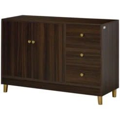 HOMCOM Modern Sideboard, Storage Cabinet, Accent Cupboard With 3 Drawers, Adjustable Shelf For Kitchen, Living Room, Brown -Homcom GUEST 4f16779c 2823 4f61 be3b 9c71620ab528