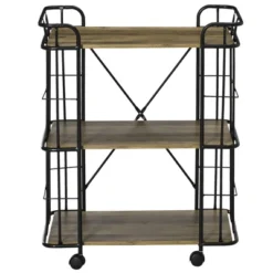 HOMCOM 25" Rolling Kitchen Cart, Kitchen Storage Trolley With 3 Shelves For Dining Room, Laundry Room, And Bathroom, Natural -Homcom GUEST 4ff12b4e e781 4138 b395 0bc52fb2748f