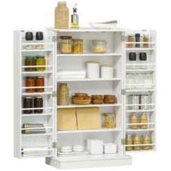 HOMCOM 41" Kitchen Pantry, 2-Door Kitchen Cabinet With 5-tier Storage Shelving, 12 Spice Racks And Adjustable Shelves For Dining Room -Homcom GUEST 5103e86a 1f5b 44a6 903e 36dd324856af