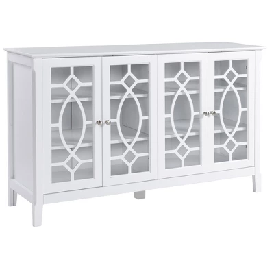 HOMCOM Modern Sideboard With Storage, Console Table, Buffet Cabinet With Glass Doors For Living Room, White 5 HOMCOM Modern Sideboard With Storage, Console Table, Buffet Cabinet With Glass Doors For Living Room, White - Image 3