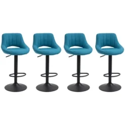 HOMCOM Modern Bar Stools Set Of 4 Swivel Bar Height Barstools Chairs With Adjustable Height, Round Heavy Metal Base, And Footrest, Blue -Homcom GUEST 530ddcde 2144 454c bcbc d2029601b35e