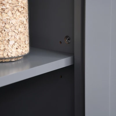 HOMCOM Kitchen Buffet Hutch Wooden Storage Cabinet With Framed Glass Door, Drawer And Microwave Space 7 HOMCOM Kitchen Buffet Hutch Wooden Storage Cabinet With Framed Glass Door, Drawer And Microwave Space - Image 5