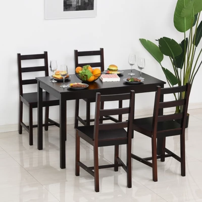 HOMCOM 5 Piece Dining Room Table Set, Wooden Kitchen Table And Chairs For Dinette, Breakfast Nook 3 HOMCOM 5 Piece Dining Room Table Set, Wooden Kitchen Table And Chairs For Dinette, Breakfast Nook