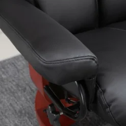 HOMCOM Recliner Chair With Ottoman, 360° Swivel Reclining Chair With Wood Base And Matching Footrest, Black -Homcom GUEST 54875b85 72da 4ec9 9cb3 210c7849f4bf