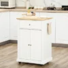 HOMCOM Rolling Kitchen Island Cart, Portable Serving Trolley Table With Drawer, Adjustable Shelf And 2 Towel Racks, Cream White -Homcom GUEST 54d420e2 e2f6 437e 8c85 1e2472a917b4