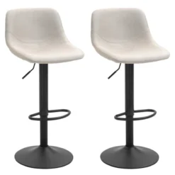 HOMCOM Adjustable Bar Stools Set Of 2, Swivel Bar Height Chairs Barstools Padded With Back For Kitchen, Counter, And Home Bar 23 HOMCOM Adjustable Bar Stools Set Of 2, Swivel Bar Height Chairs Barstools Padded With Back For Kitchen, Counter, And Home Bar -Homcom GUEST 54e70dd4 a6e2 462a b995 5709195be065