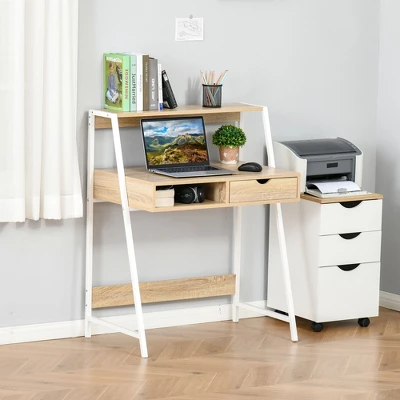 HOMCOM Home Office Desk, Computer Desk For Small Spaces, Writing Table With Drawer And Storage Shelves 3 HOMCOM Home Office Desk, Computer Desk For Small Spaces, Writing Table With Drawer And Storage Shelves