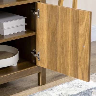 HOMCOM 65 Inch TV Stand With Storage, Media Cabinet TV Entertainment Center With Wooden Shelves And Doors For Living Room Furniture, Walnut 7 HOMCOM 65 Inch TV Stand With Storage, Media Cabinet TV Entertainment Center With Wooden Shelves And Doors For Living Room Furniture, Walnut - Image 5