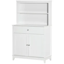 HOMCOM Modern 58" Kitchen Buffet With Hutch, Microwave Cabinet With Drawer And Storage Cupboard, White 9 HOMCOM Modern 58" Kitchen Buffet With Hutch, Microwave Cabinet With Drawer And Storage Cupboard, White -Homcom GUEST 55f619a0 3582 473e 9f55 1087c606121d