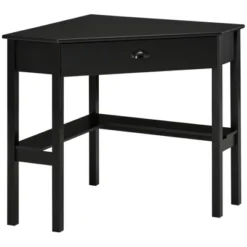 HOMCOM Corner Desk, Triangle Computer Desk With Drawer And Storage Shelves For Small Spaces, Home Office Workstation For Living Room, Or Bedroom -Homcom GUEST 56dbc195 8449 441f 9a7e c44183f59b3d