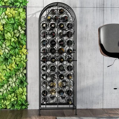 HOMCOM 45-Bottle Modern Wine Organizer Decorative Portable Wrought Iron Wine Rack Jail 4 HOMCOM 45-Bottle Modern Wine Organizer Decorative Portable Wrought Iron Wine Rack Jail - Image 2