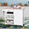 HOMCOM 4-Tier Rolling Kitchen Island Utility Trolley Serving Cart Kitchen Storage Cart W/ Butcher Block Countertop, Drawer -Homcom GUEST 58543502 1527 467f ad7f f1b32026e5ef