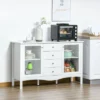 HOMCOM Modern Sideboard, Serving Buffet Cabinet, Cupboard With Glass Doors, Drawers And Adjustable Shelves For Living Room, White -Homcom GUEST 5868c8db b6af 4dad 91e0 49b9f72538d2