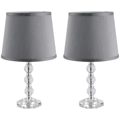 HOMCOM Crystallite Modern Table Lamps For Bedroom Set Of 2, Bedside Desk Lamp For Home Office, Living Room Lamp Set With Fabric Lampshades, Gray 5 HOMCOM Crystallite Modern Table Lamps For Bedroom Set Of 2, Bedside Desk Lamp For Home Office, Living Room Lamp Set With Fabric Lampshades, Gray - Image 3