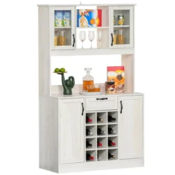 HOMCOM Kitchen Buffet With Hutch Cupboard With Utility Drawer, 4 Door Cabinets, And Optional 12-Bottle Wine Storage, White 11 HOMCOM Kitchen Buffet With Hutch Cupboard With Utility Drawer, 4 Door Cabinets, And Optional 12-Bottle Wine Storage, White -Homcom GUEST 59e8d90b baf1 4eea 9e5f 0fc686e91741