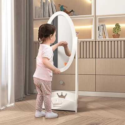 HOMCOM Full Length Mirror For Children, Adjustable To Be Viewed From Multiple Angles Dress-up And Make-up, White 4 HOMCOM Full Length Mirror For Children, Adjustable To Be Viewed From Multiple Angles Dress-up And Make-up, White - Image 2
