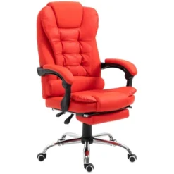 HOMCOM High-Back Executive Office Chair With Footrest, PU Leather Computer Chair With Reclining Function And Armrest, Ergonomic Office Chair, Red -Homcom GUEST 5b911308 aa70 42d6 bf85 67d887c9a4f9