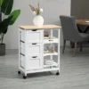 HOMCOM Rolling Kitchen Island Cart, Bar Serving Cart, Compact Trolley On Wheels With Wood Top, Shelves & Drawers For Home Dining Area -Homcom GUEST 5bb771ce c15a 4539 b962 401a1c3c984e