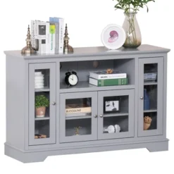 HOMCOM Modern Sideboard Console Table Buffet Server Storage Cabinet With Glass Doors For Living Room, Kitchen -Homcom GUEST 60a79ee4 f1e7 4242 9265 236cafa3f9c2