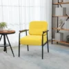 HOMCOM Modern Accent Chair With Cushioned Seat And Back, Upholstered Velvet Armchair For Bedroom, Living Room Chair With Arms And Steel Legs, Yellow -Homcom GUEST 6186f5b3 77b7 4547 8a94 a6f1729619da
