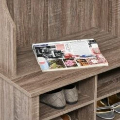 HOMCOM Coat Rack Wooden Hall Tree Storage Organizer Shoe Bench With Shoe Rack 3 Hooks For Hallway Or Living Room, Brown -Homcom GUEST 625e7701 fc03 4693 81df a671ee0ac5c0