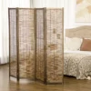 HOMCOM 5.5' Tall Room Divider With Wood & Hand Woven Reed, 4 Panel Folding Privacy Screens, Portable Partition Wall Divider -Homcom GUEST 626221af f228 47a3 a570 f0d36fd2d5fc