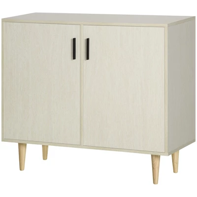 HOMCOM Modern Kitchen Storage Cabinet, Accent Sideboard With Adjustable Shelves And Wood Legs For Dining Living Room, Natural 5 HOMCOM Modern Kitchen Storage Cabinet, Accent Sideboard With Adjustable Shelves And Wood Legs For Dining Living Room, Natural - Image 3