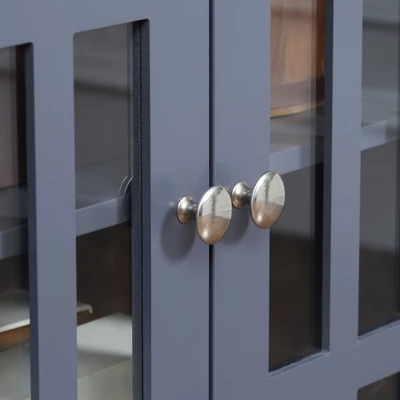 HOMCOM Modern Kitchen Sideboard, Buffet Cabinet With Storage, Adjustable Shelves For Living Room, Study, 4 Glass Doors, Gray 7 HOMCOM Modern Kitchen Sideboard, Buffet Cabinet With Storage, Adjustable Shelves For Living Room, Study, 4 Glass Doors, Gray - Image 5