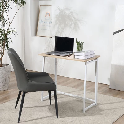 HOMCOM Writing Desk, 31.5" Folding Table For Small Space, Computer Desk With Metal Frame, Space-Saving Workstation For Home Office 3 HOMCOM Writing Desk, 31.5" Folding Table For Small Space, Computer Desk With Metal Frame, Space-Saving Workstation For Home Office