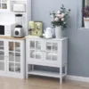 HOMCOM Kitchen Credenza & Sideboard Buffet Cabinet With 2 Glass Doors & Storage Shelves -Homcom GUEST 662a0b9e 1ae4 49c8 9173 6667d547e6a2