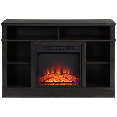 HOMCOM Electric Fireplace TV Stand Console For TV's Up To 50", Living Room Entertainment Center With Adjustable Shelves, 6 Cubby Storage, Espresso 5 HOMCOM Electric Fireplace TV Stand Console For TV's Up To 50", Living Room Entertainment Center With Adjustable Shelves, 6 Cubby Storage, Espresso - Image 3