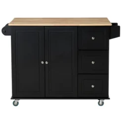 HOMCOM Mobile Kitchen Island Storage Trolley Cart On Wheels With Dropleaf Top, Towel/Spice Rack, 3 Drawers, 2-Door Cabinet -Homcom GUEST 66ebca00 573f 4e9a 8829 ff9c365ad2d5