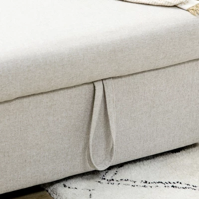 HOMCOM Sectional Sleeper Sofa, Linen Fabric L Shaped Couch With Pull Out Bed, Reversible Storage Chaise For Living Room, Apartment, 3-seat, Beige 6 HOMCOM Sectional Sleeper Sofa, Linen Fabric L Shaped Couch With Pull Out Bed, Reversible Storage Chaise For Living Room, Apartment, 3-seat, Beige - Image 4