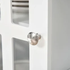 HOMCOM Modern Sideboard, Storage Cabinet, Buffet With 2 Slatted Framed Doors, Open Middle Shelving And Cable Management Hole -Homcom GUEST 672635b1 6490 49c2 b021 f5154b9bbde8