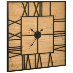HOMCOM 36 Inch Large Wall Clock, Square Silent Non Ticking Metal Wood Farmhouse Roman Numeral Clocks Decor, Battery Operated, Black And Natural 9 HOMCOM 36 Inch Large Wall Clock, Square Silent Non Ticking Metal Wood Farmhouse Roman Numeral Clocks Decor, Battery Operated, Black And Natural -Homcom GUEST 675fc907 2959 4d3a a2c4 a3f3e234f2ab