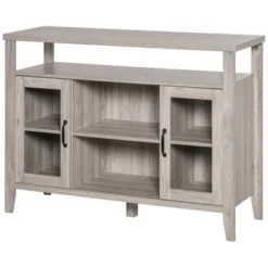 HOMCOM Retro Style Storage Sideboard Buffet With 3 Open Compartments, 2 Framed Glass Door Cabinets And Anti-Topple -Homcom GUEST 67841866 1f56 4a10 91cb 799d80429685