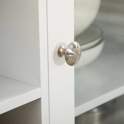 HOMCOM Glass Door Kitchen Sideboard, Buffet Cabinet With 6-Bottle Wine Rack And Stemware Racks, Coffee Bar For Living Room, Dining Room, White 6 HOMCOM Glass Door Kitchen Sideboard, Buffet Cabinet With 6-Bottle Wine Rack And Stemware Racks, Coffee Bar For Living Room, Dining Room, White - Image 4