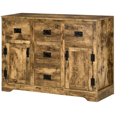 HOMCOM Industrial Buffet Cabinet Free Standing Kitchen Sideboard With Five Drawers Two Door Cabinets Adjustable Shelf For Living Room 5 HOMCOM Industrial Buffet Cabinet Free Standing Kitchen Sideboard With Five Drawers Two Door Cabinets Adjustable Shelf For Living Room - Image 3