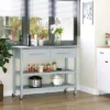 HOMCOM Kitchen Island With Stainless Steel Top, Traditional Kitchen Island With Storage, 2-Tier Open Shelves, Drawers, Light Gray 1 HOMCOM Kitchen Island With Stainless Steel Top, Traditional Kitchen Island With Storage, 2-Tier Open Shelves, Drawers, Light Gray -Homcom GUEST 68e7e156 b7f0 4c04 b1cb 0197cfc09dd0