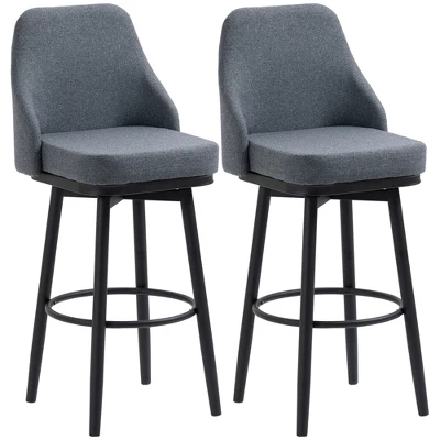 HOMCOM Extra Tall Bar Stools Set Of 2, Modern 360° Swivel Barstools, Dining Room Chairs With Steel Legs And Footrest 5 HOMCOM Extra Tall Bar Stools Set Of 2, Modern 360° Swivel Barstools, Dining Room Chairs With Steel Legs And Footrest - Image 3