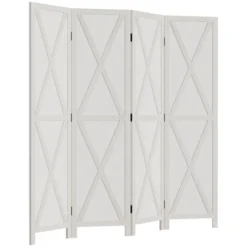 HOMCOM 4-Panel Folding Room Divider, 5.6 Ft Tall Freestanding Paulownia Wood Privacy Screen Panels For Indoor Bedroom Office -Homcom GUEST 6c53d35d 71ca 41b4 adf9 2438c3cdef52