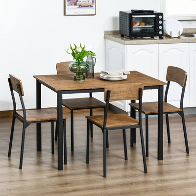 HOMCOM 5 Piece Modern Industrial Dining Table And Chairs Set For Small Space, Kitchen, Dining Room 3 HOMCOM 5 Piece Modern Industrial Dining Table And Chairs Set For Small Space, Kitchen, Dining Room