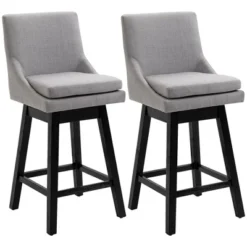 HOMCOM 28" Set Of 2 Swivel Bar Height Bar Stools, Armless Upholstered Barstools Chairs With Soft Padding Cushion And Wood Legs 14 HOMCOM 28" Set Of 2 Swivel Bar Height Bar Stools, Armless Upholstered Barstools Chairs With Soft Padding Cushion And Wood Legs -Homcom GUEST 6cb125b8 f92a 4124 a869 919e6f850e5f