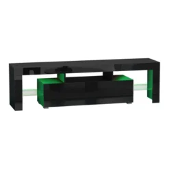 HOMCOM High Gloss TV Stand Cabinet With Remote Controlled LED Lights, Media TV Console Table With Storage Compartment For TVs Up To 65", Black -Homcom GUEST 6d0981db cfb6 4d71 956f 1aec14f5e53a