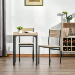 HOMCOM Rustic Country Wood Top 3 Piece Kitchen Table Dining Set With 2 Matching Chairs & Versatile Design For Small Space -Homcom GUEST 6d3b4a60 a3e2 4029 bbe8 073b4a6861c6